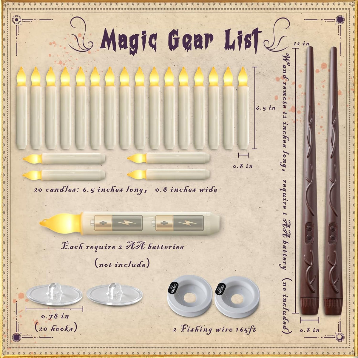 Homemory 20 Pcs Floating Candles with 2 Wand, LED Warm Yellow Magic Deco Candle, Warm Yellow