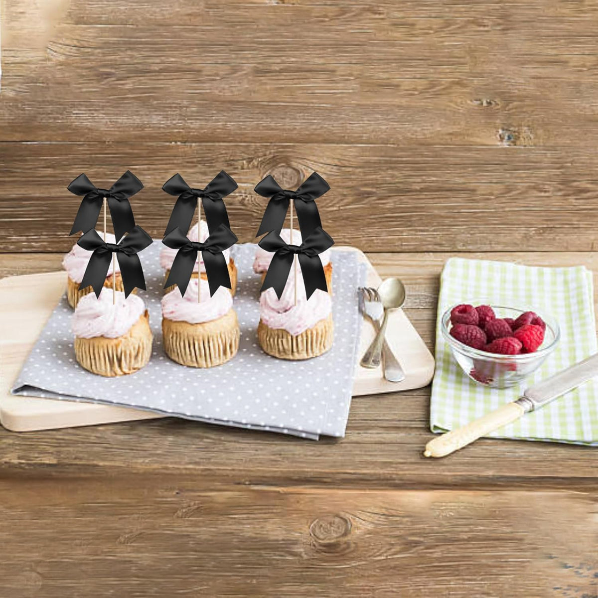 24 PCS Bow Cupcake Toppers Bowknot Cake Toppers Bow Cupcake Picks Bowknot Birthday Party