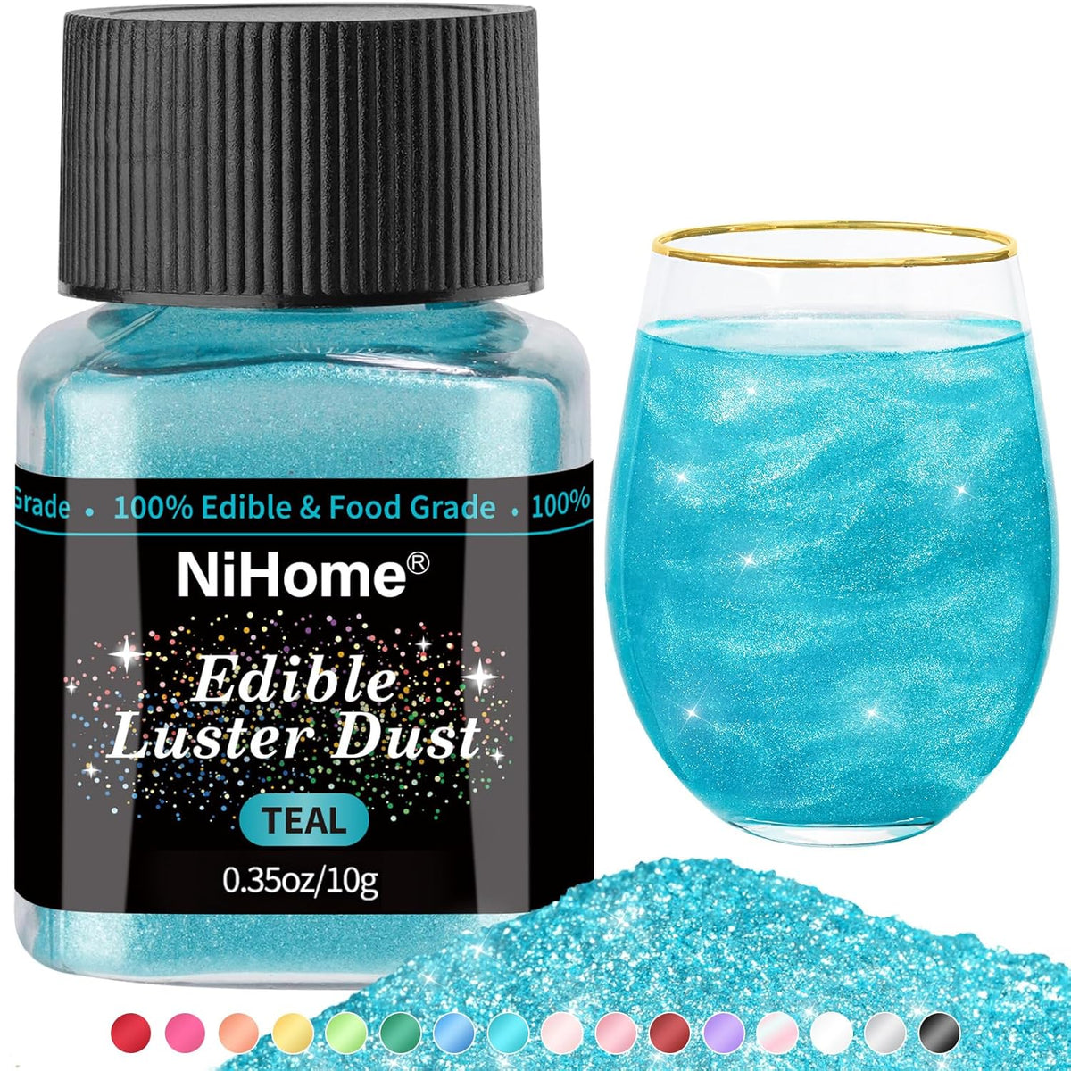 NiHome Edible Food-Grade Glitter Powder Glimmer Luster Dust Metallic Fancy Food Decorating Sprinkle