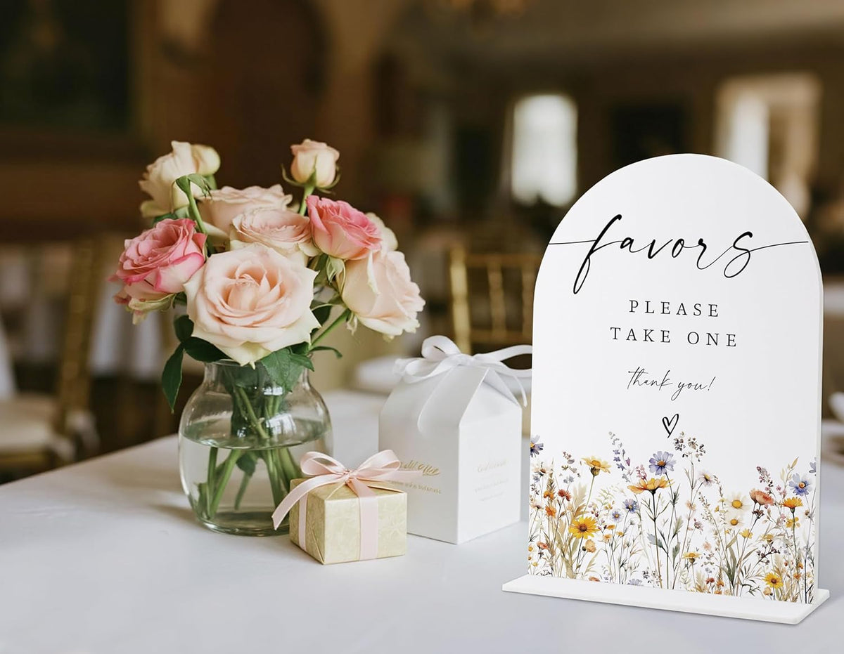 Wedding Signs for Ceremony and Reception, Boho Floral Acrylic Favors Please Take One Sign, Wedding