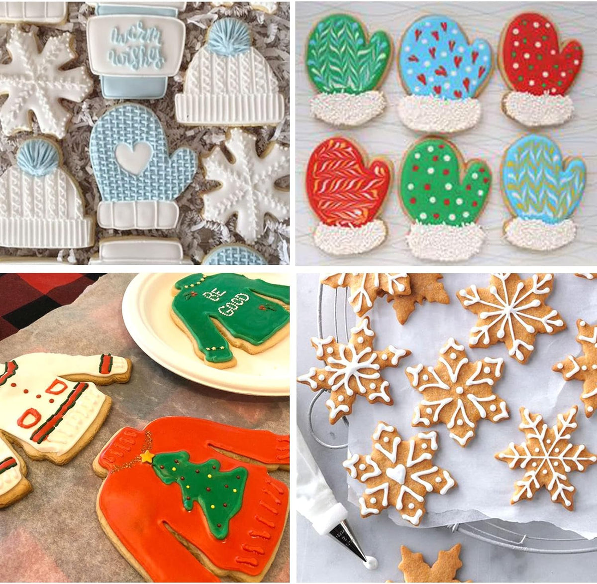 New Winter Christmas Cookie Cutter Set-5 Piece-Ugly Sweater, Hat, Mitten, Snowflake, Coffee Mug