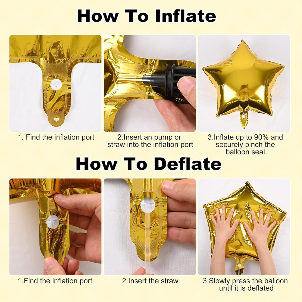 Gold Happy Birthday Balloon Banner, 16 Inch Mylar Foil Letter Balloons, Reusable Birthday