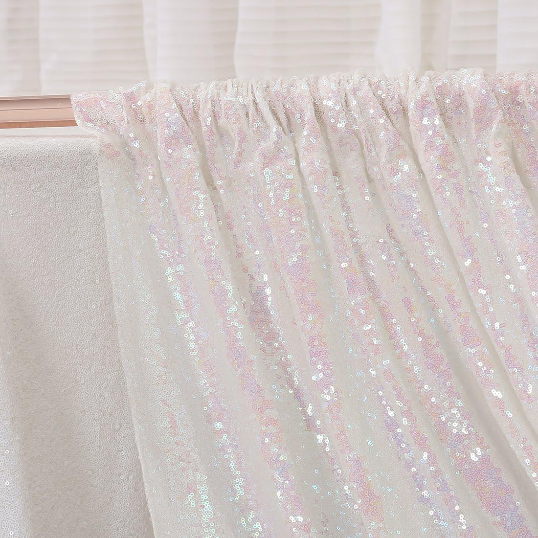 Poise3EHome Iridescent Sequin Backdrop,6FT x 8FT Sequin Photography Backdrop Curtain for Party