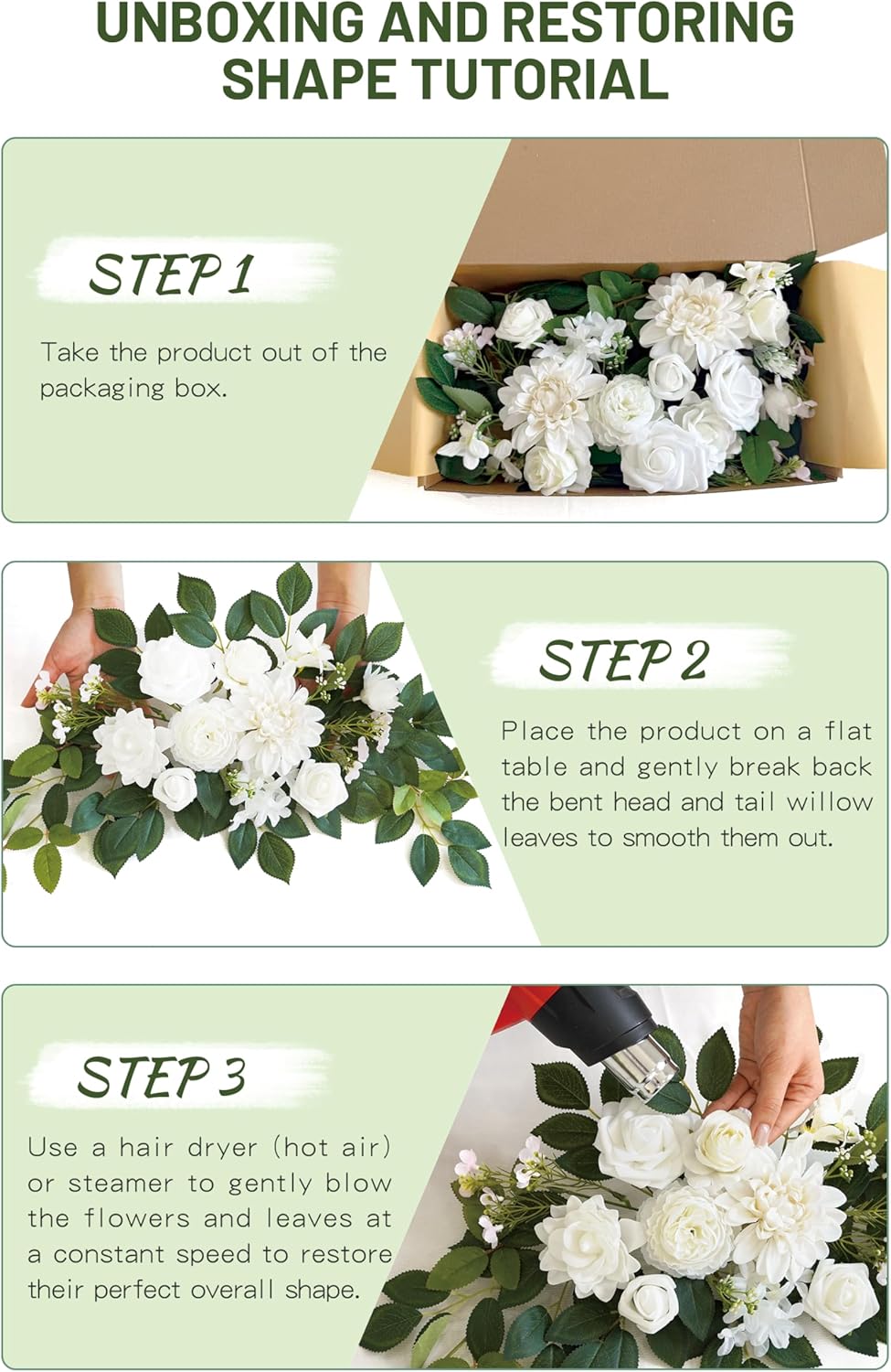 Wedding decor (pack of 2) Welcome Sign Flower Backdrop Garland For Ceremony Reception Wall Easel