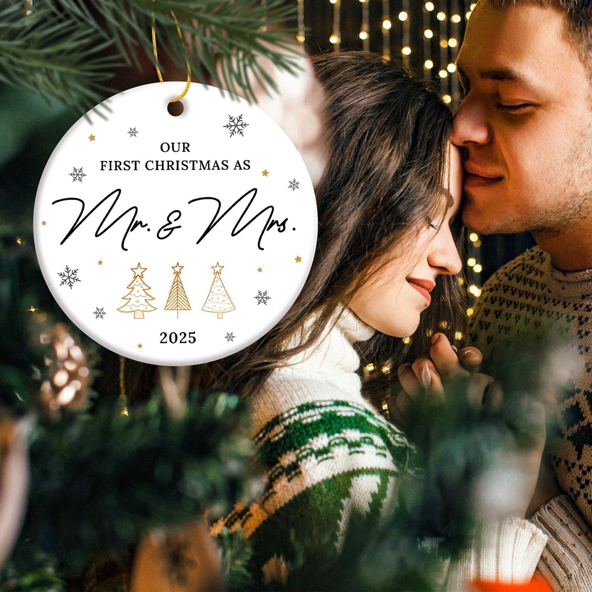 ZAGKOO Wedding Gifts for Couples 2025 - First Christmas Married Ornament, Mr and Mrs Gifts, Wedding