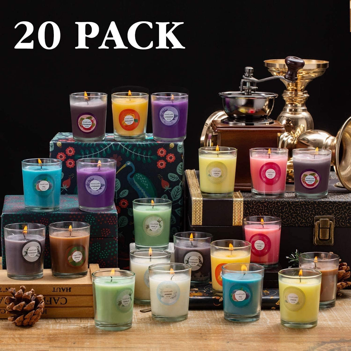 Scented Candles, Jasmine, Rose, Vanilla, Bergamot, fig, Lavender, Lemon, Spring,Strawberry