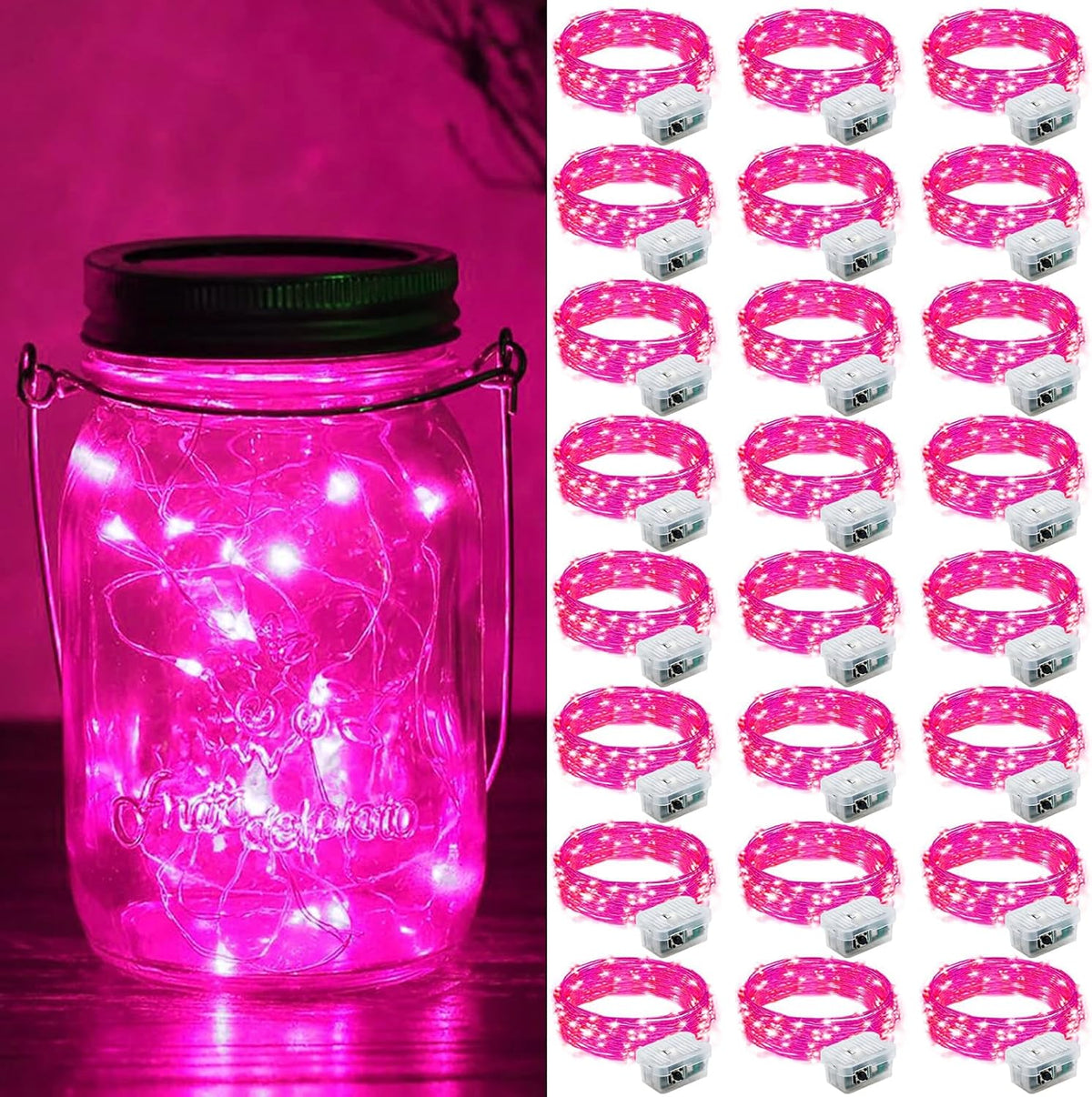 ZGWJ 24 Pack Fairy Lights Battery Operated, 7ft 20 Mini LED Fairy String Lights Silver Wire 3 Modes