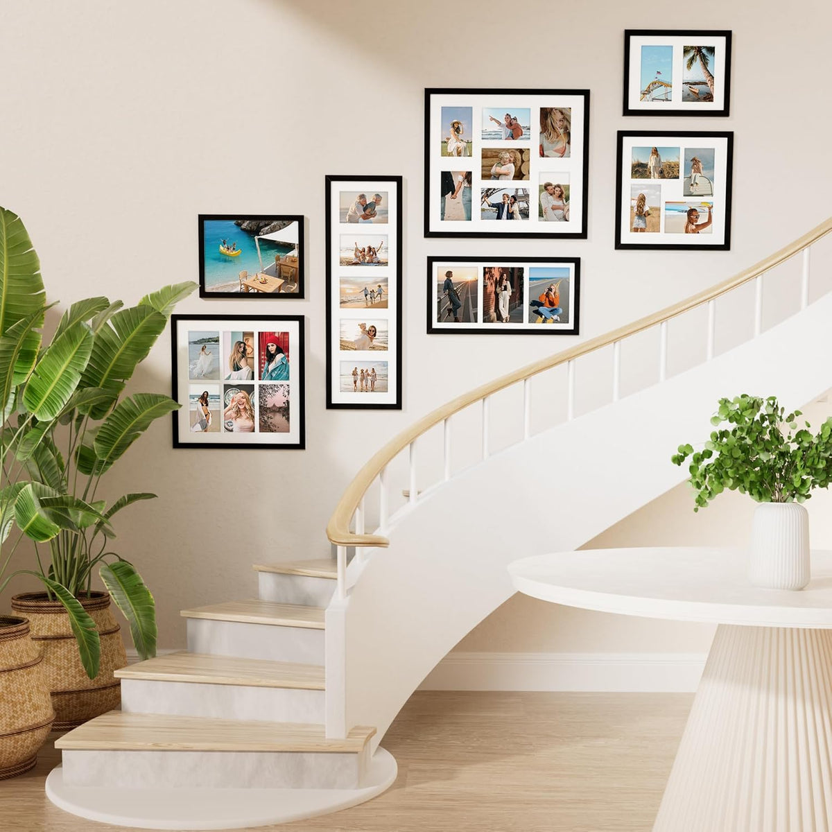 Vittanly 8.5x11 Collage Picture Frame, Displays 2Pcs 5x7 Pictures with Mat, Picture Frames Collage