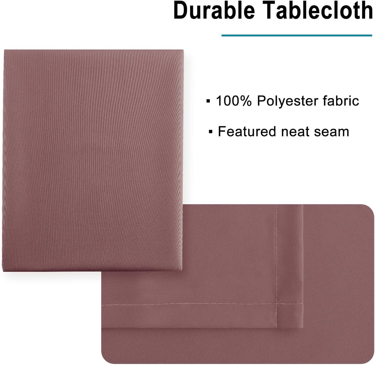 Hiasan Dusty Rose Tablecloth for Rectangle Tables - Waterproof and Spillproof Washable Fabric Table