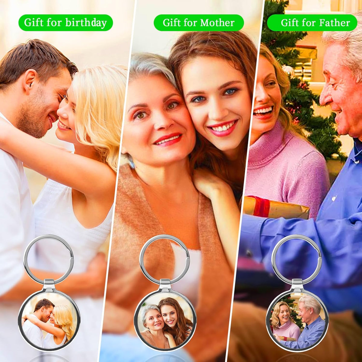 Double Side Custom Keychain with Picture Personalized Engraving Photo Text Customized Gifts for Men