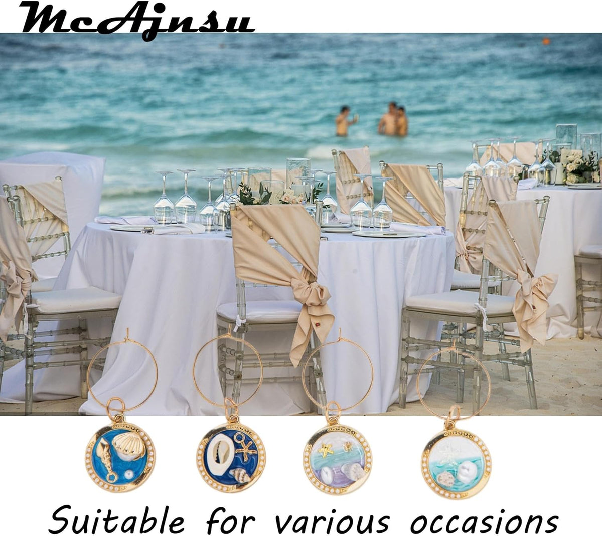24Pcs Wine Glass Charms & Markers - Reusable Identifier Tags for Stem Glasses - Funny Non-Scratch
