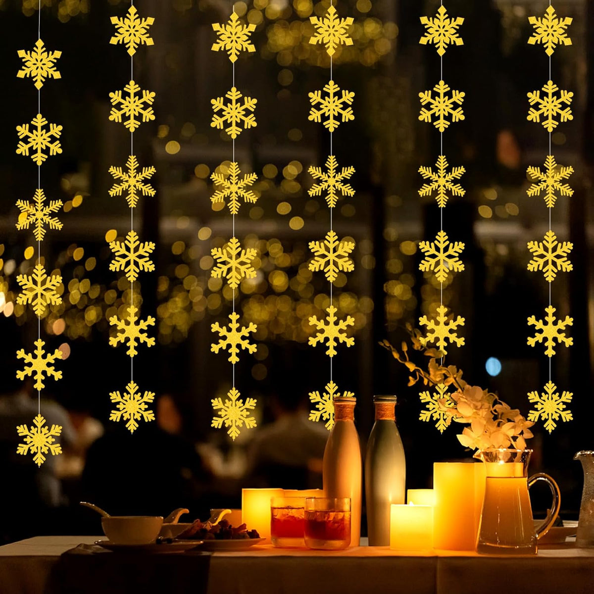 Gold Snowflake-Snow Christmas Party-Decorations Garland - 6pcs Winter Girl Boy Birthday New Year