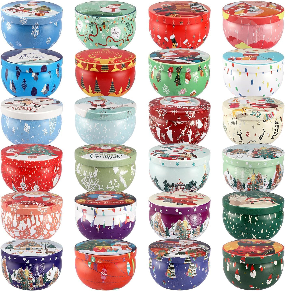 24 Pack Christmas Scented Candles Gift Set for Woman, Jar Candle, 2.5 oz Soy Wax Tin Candle-Ideal