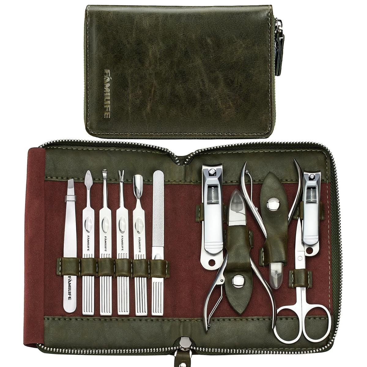 FAMILIFE Manicure Set, Professional Manicure Kit Nail Clippers Set 11 in 1 Stainless Steel Nail