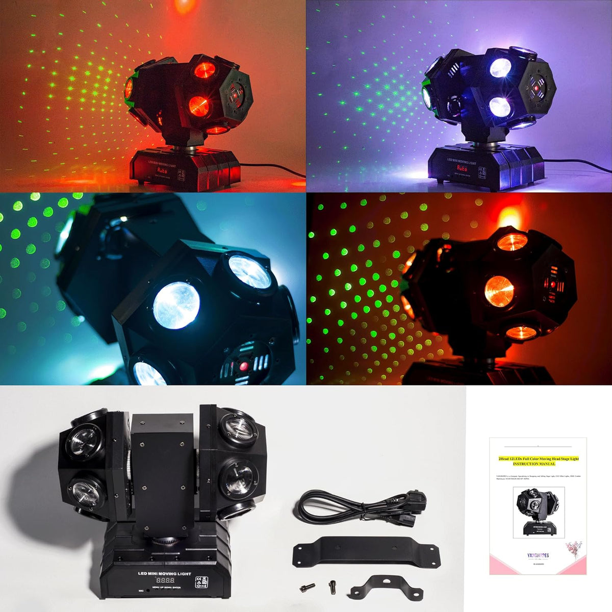 Moving Head DJ Light with Rotating Beam - Stage Light, Sound Activated, DMX512, Perfect for DJ