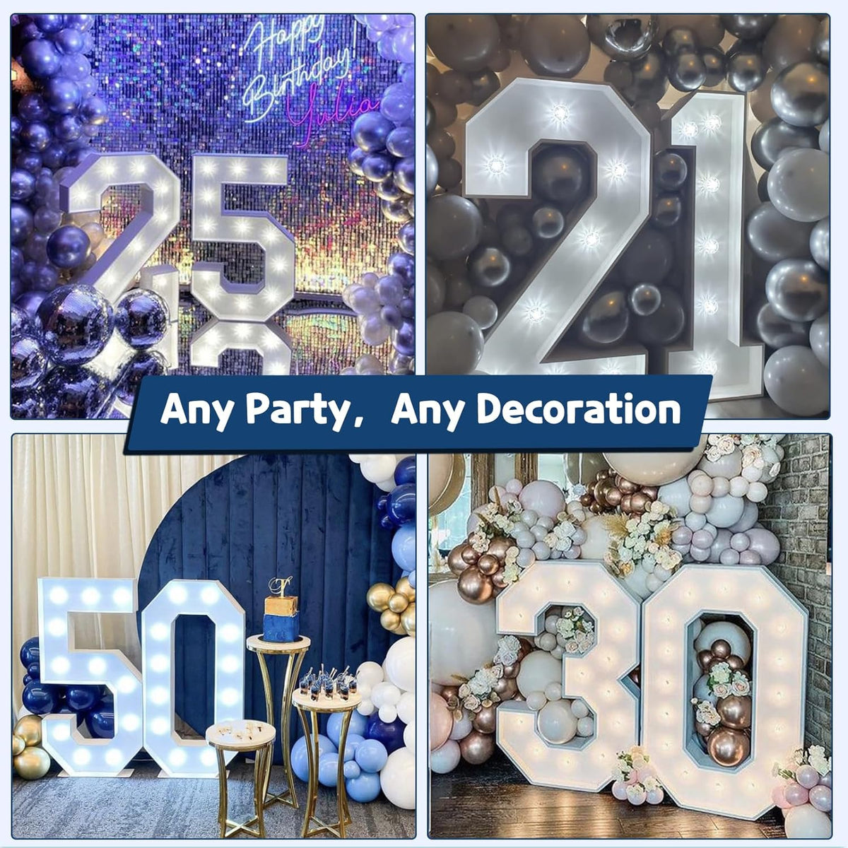 Marquee Numbers 3 Feet Tall Big Light Up Numbers 2nd 21st 25th Birthday Decorations Girl Boy