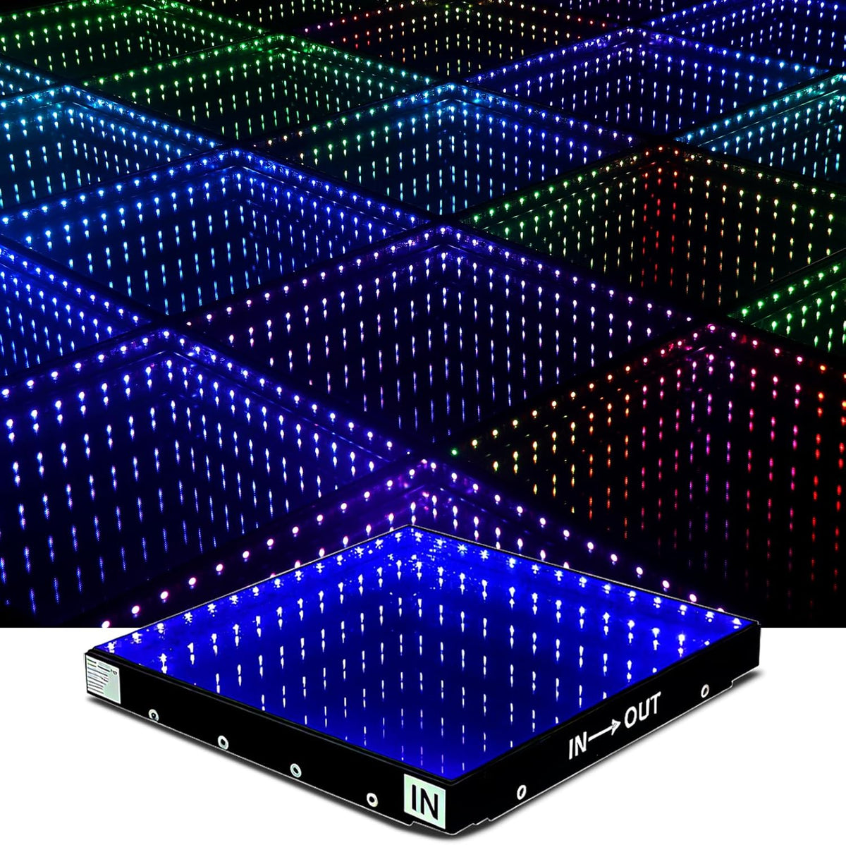 Dance Floor Stage Lights Tempered Glass Infinity Mirror Panel 3D Effect Led Dance Floor for Wedding