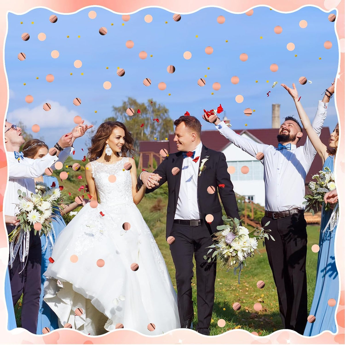 MARFOREVER Round Tissue Paper Confetti, Rose Gold Table Confetti Dots Decorations Birthday Party