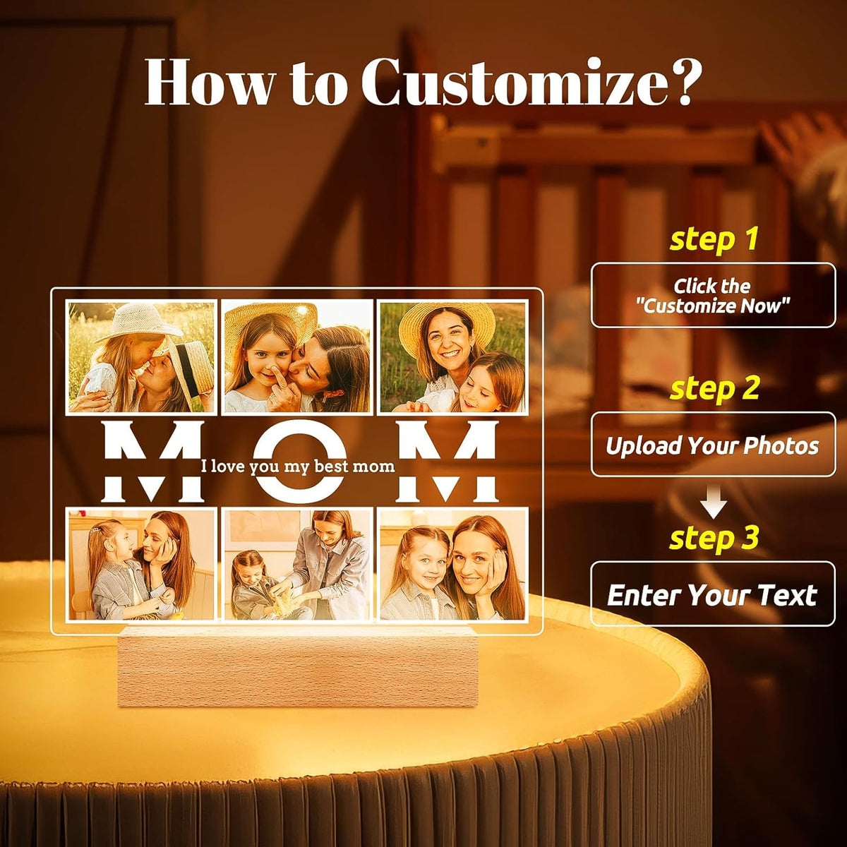 Personalized Birthday Gifts for Mom from Daughter Son, Custom Collage Picture Frames with Photos