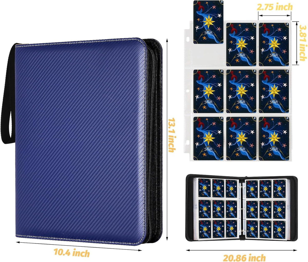 Trading Card Binder, Premium 9 Pocket Card Binder, 720 Double Sided Pocket PU Collection Binder
