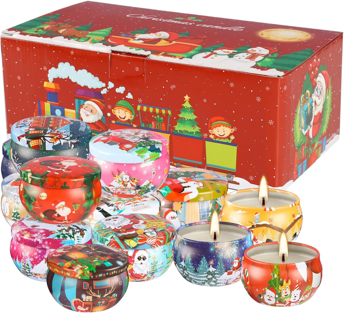 16Pack Christmas Candles Gift Set, Long Lasting Burning Natural Soy Wax 2.5oz Scented Candles with
