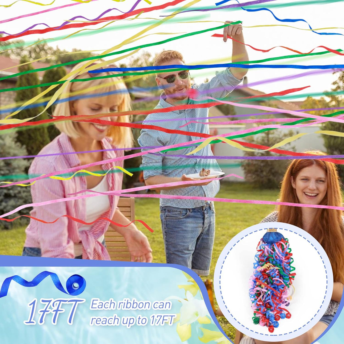 50Pack Colorful Streamer Poppers,Hand Throw Streamer Poppers,No Mess Confetti Poppers for