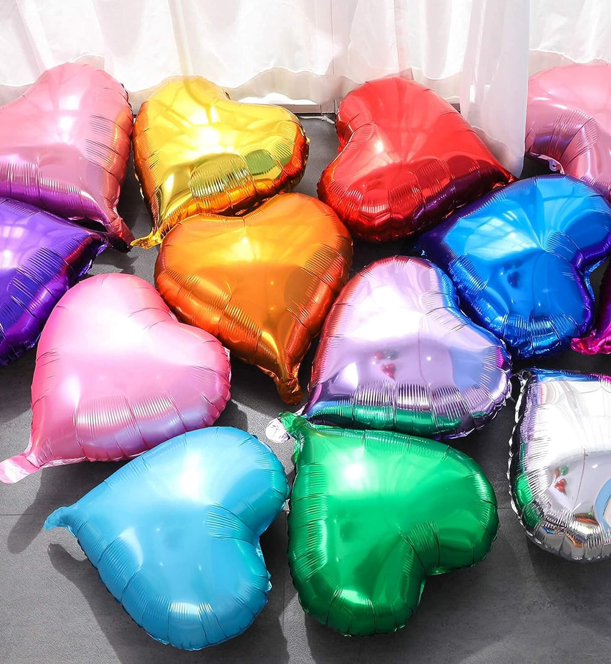 10Pcs Green Foil Heart Shaped Balloons 18 Inch Mylar for Baby Shower, Wedding, Valentine