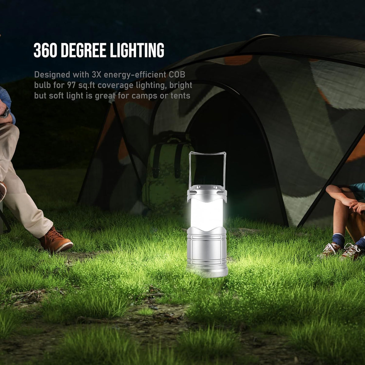 Lichamp LED Camping Lantern, 4 Pack Battery Powered Flashlight for Power Outages, Portable