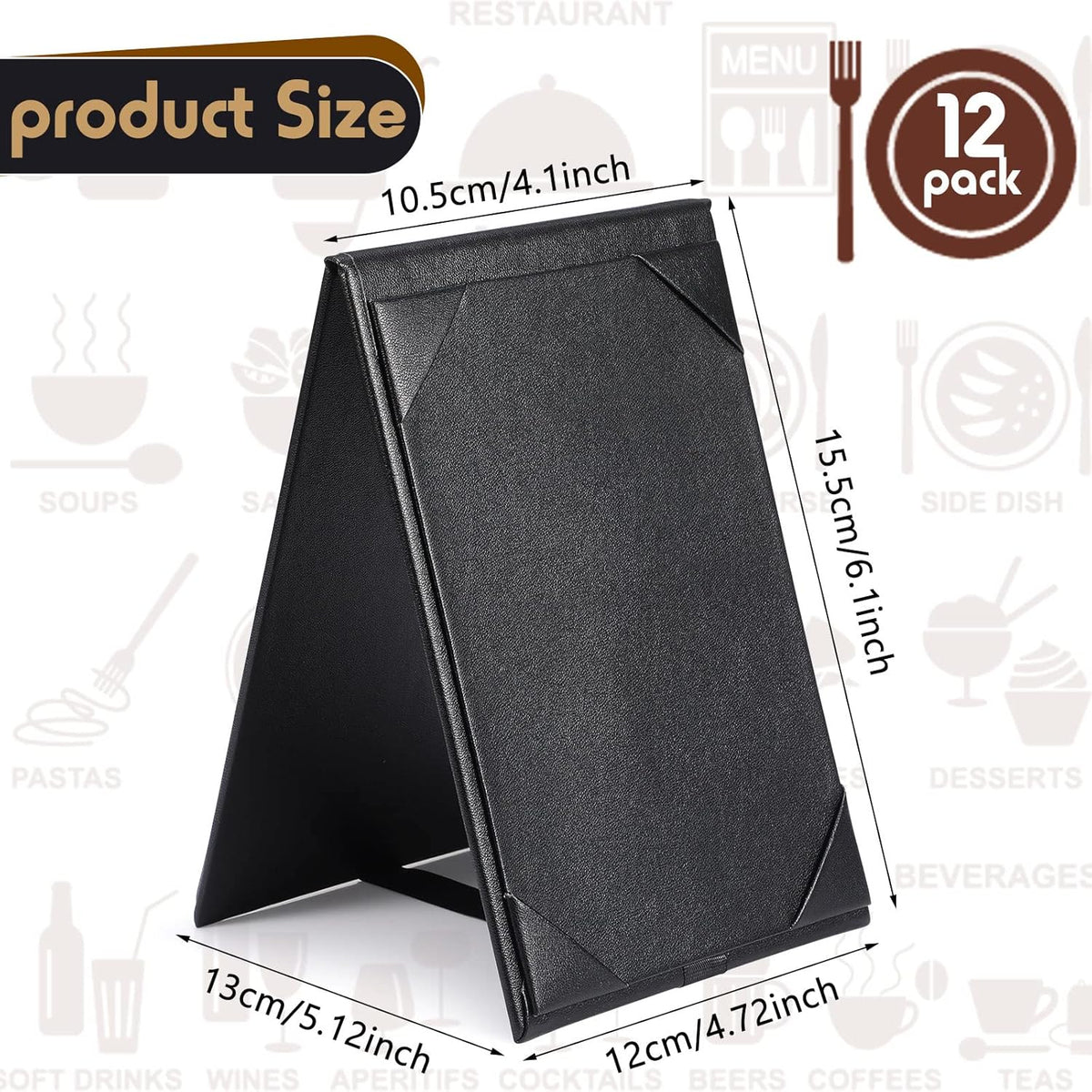 Gerrii Leatherette Table Tents Black PU Leather Menu Covers Bulk Double Sided Frame Sign Holders 2