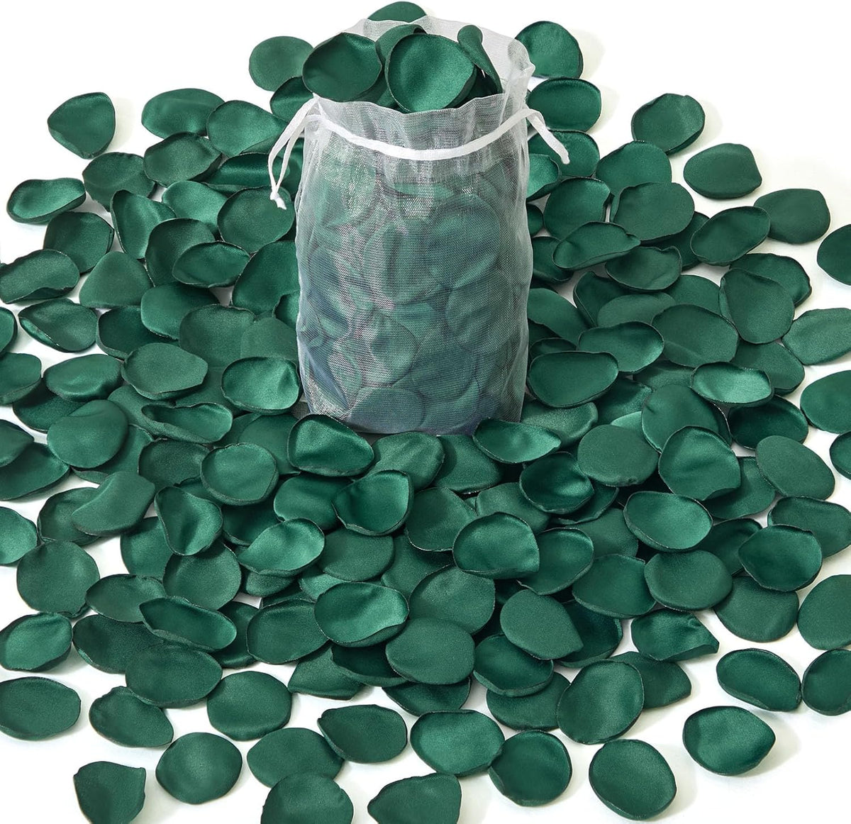 Alecono 600Pcs Silk Rose Petals, Fake Dark Green Petals for Wedding Proposal Flower Girl Basket