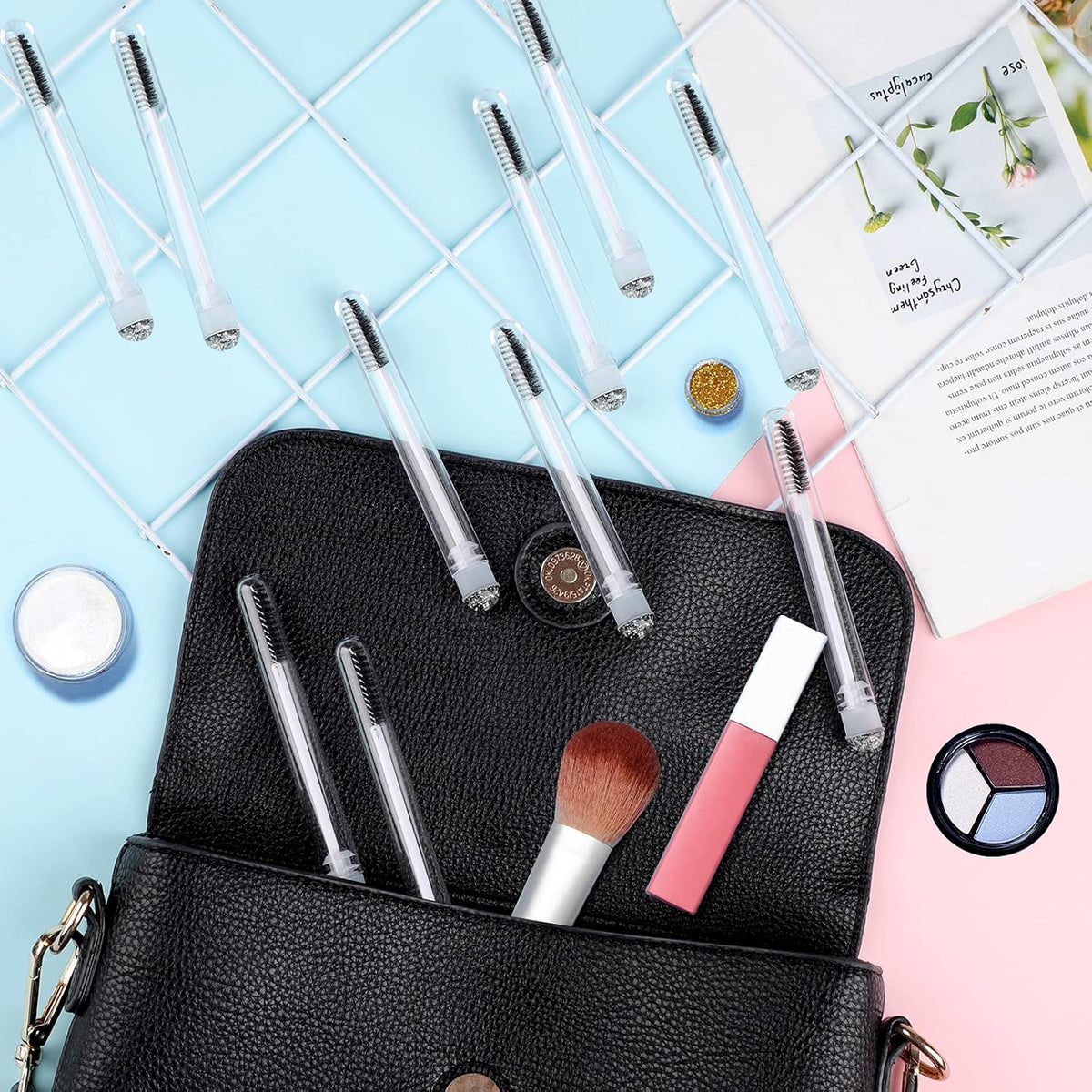 50pcs Eyelash brush Lash Wand Makeup tool Eyelash Extension supplies Cleaning brush Diamond Mascara