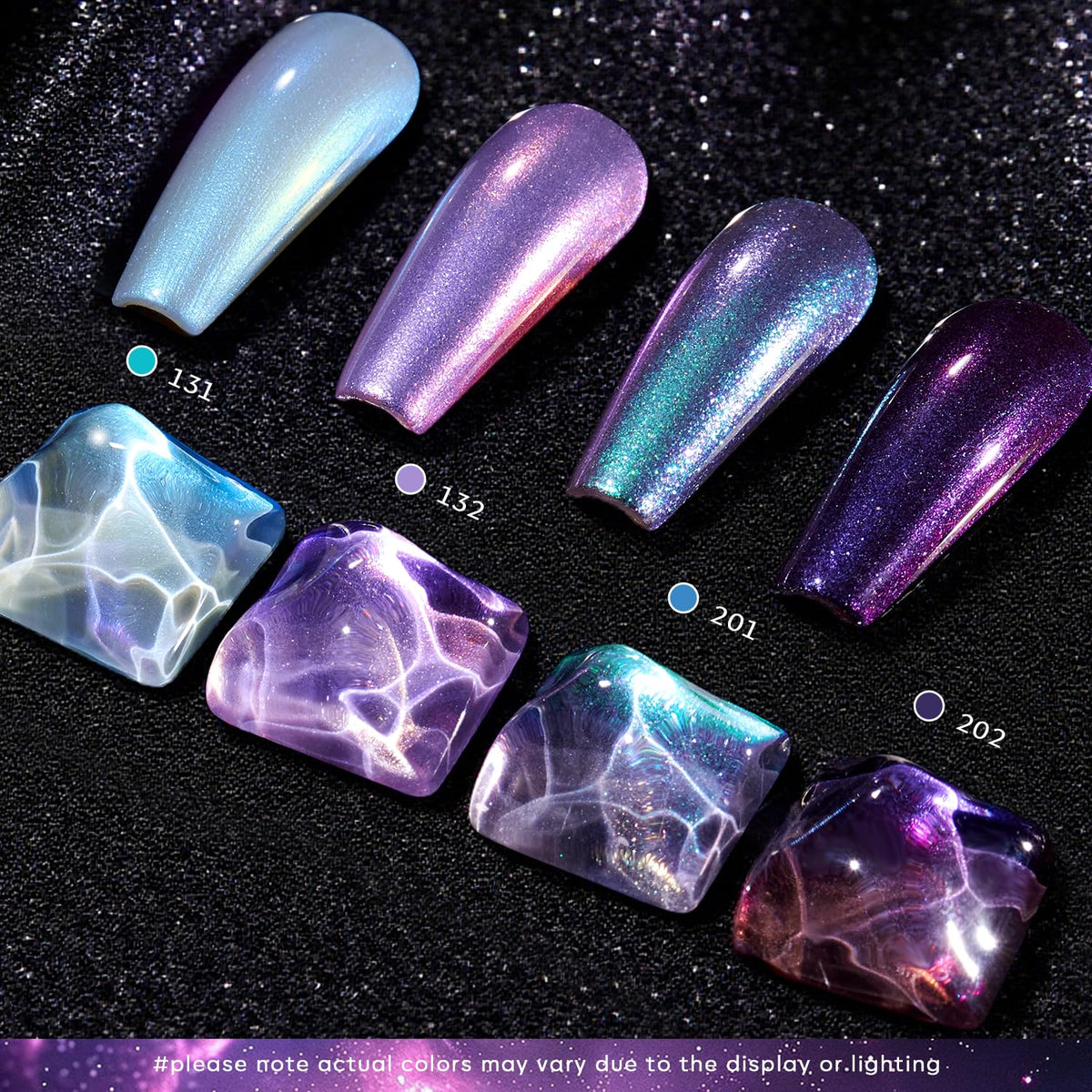AZUREBEAUTY Holographic Nail Polish Set: 4 Colors Quick Dry Purple Pink Chameleon Fall Winter