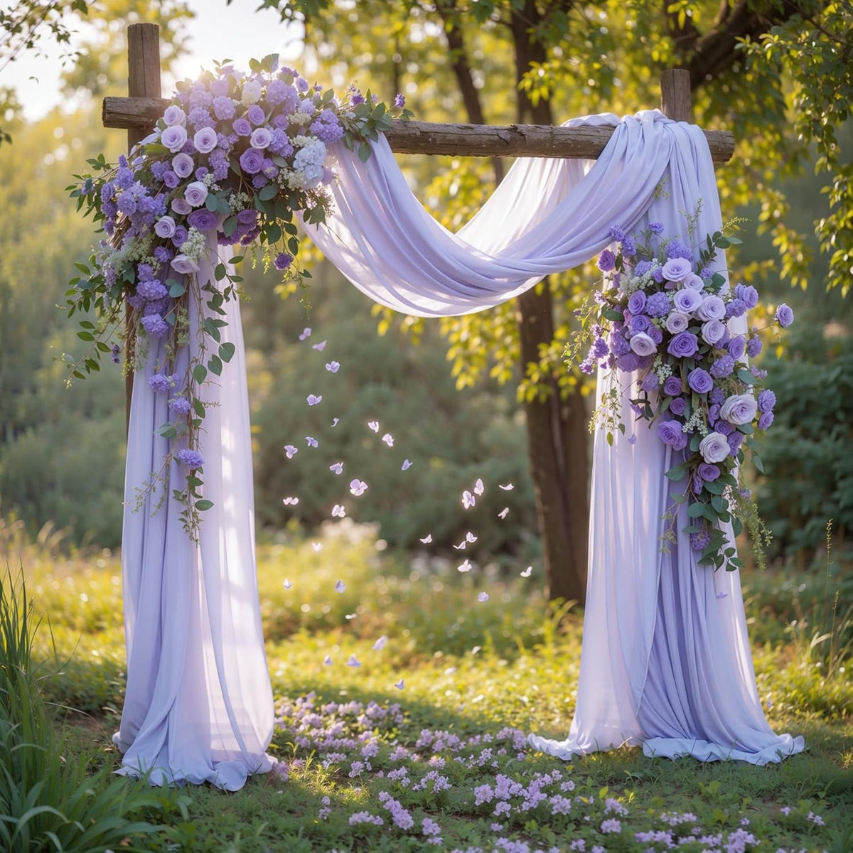 Wedding Arch Draping Fabric,1 Panel 18FT Purple Sheer Chiffon Curtain Drapes 6 Yards for Wedding