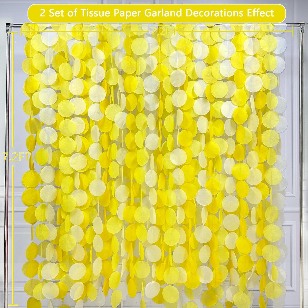 192Ft Yellow Party Decorations Ombre Yellow White Big Polka Dots Backdrop Streamer Gradient Yellow