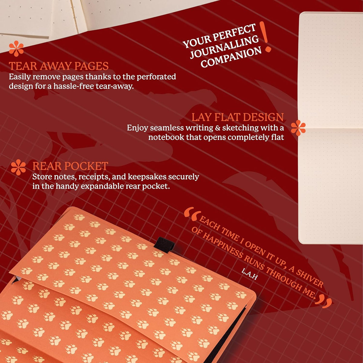 Dingbats A5 Wildlife Dotted Notebook Journal - Premium Vegan Leather Softcover Executive Journal