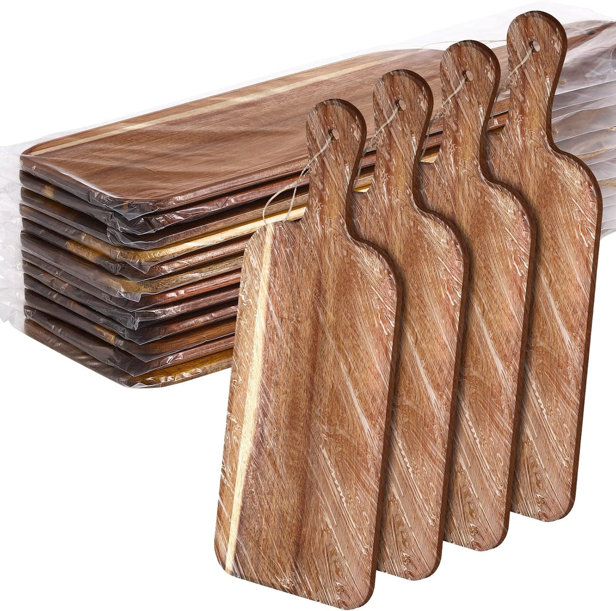 Patelai 12 Packs Wooden Cutting Board Set with Handles Large Kitchen Serving Plain Chopping Board