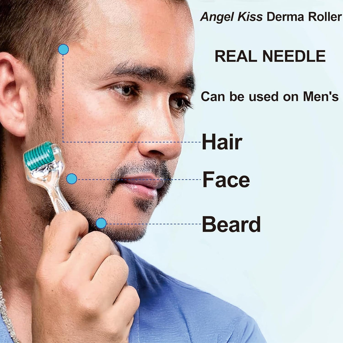 Derma Roller Titanium Real Needle 0.25mm - Angel Kiss 192 Individual Microneedling Roller with Case