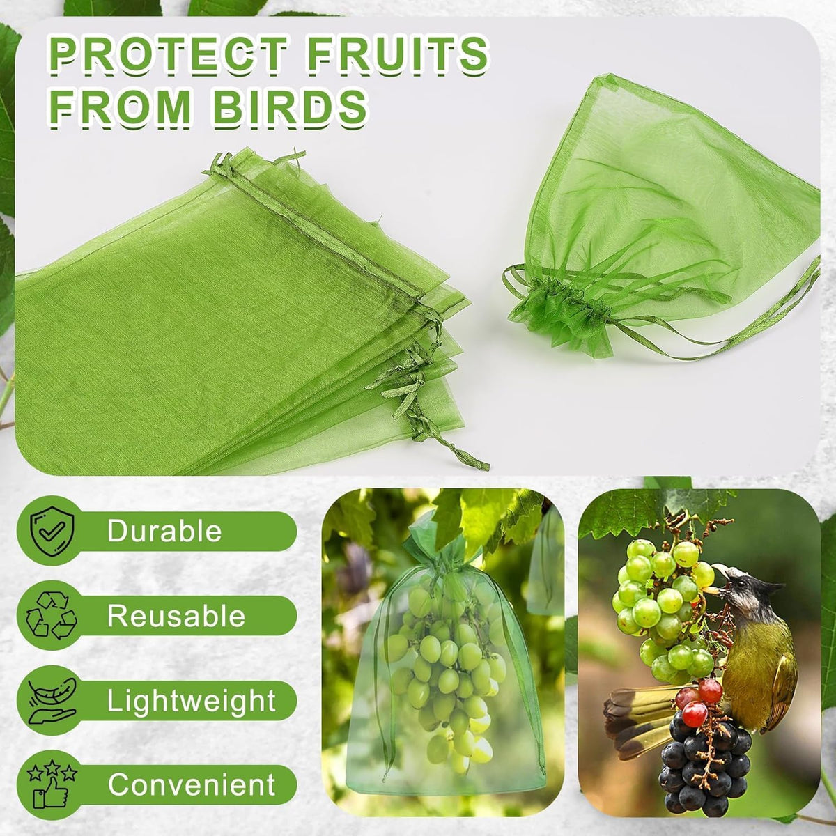 ANZNKU 50 Pack Assorted Organza Bags 6x9 Inch, Mesh Drawstring Bags, Mesh Bag for Gifts Large