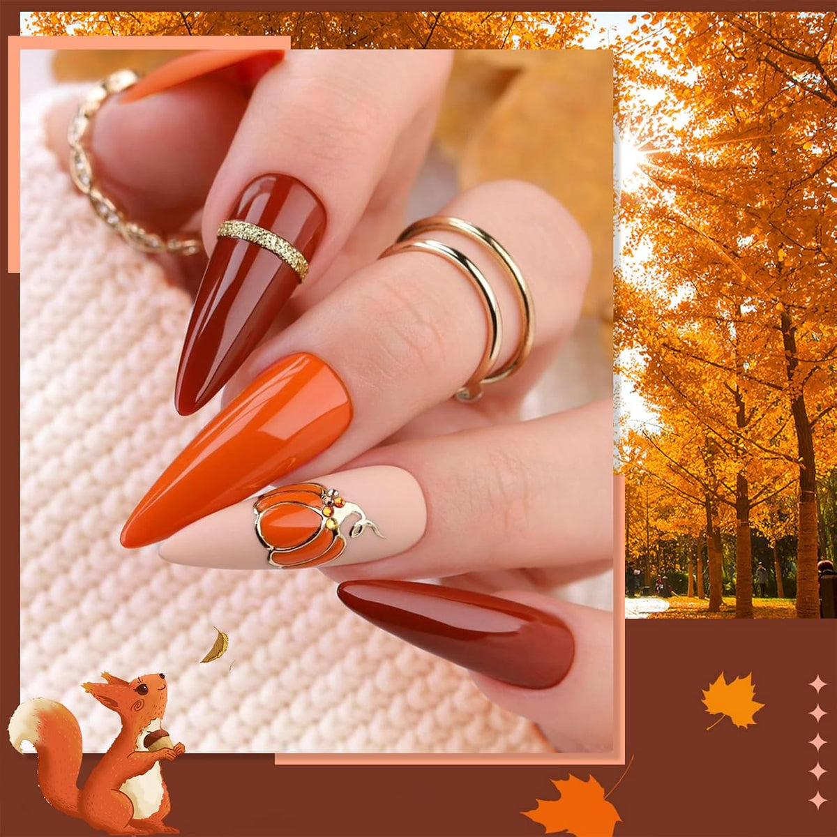 6 Colors Dip Powder Set, Orange Dark Red Wine Christmas Dipping Powder Color Set, Glossy Nail Art