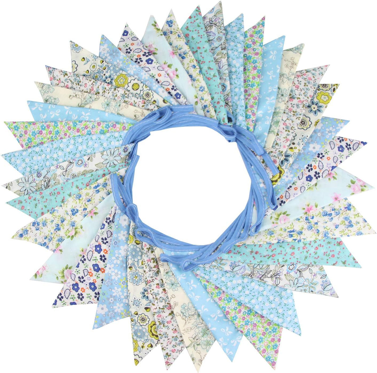 10M/32Ft Triangle Bunting Banner, 36 Pcs Cotton Fabric Flags Pennant Garlands for Birthday Party