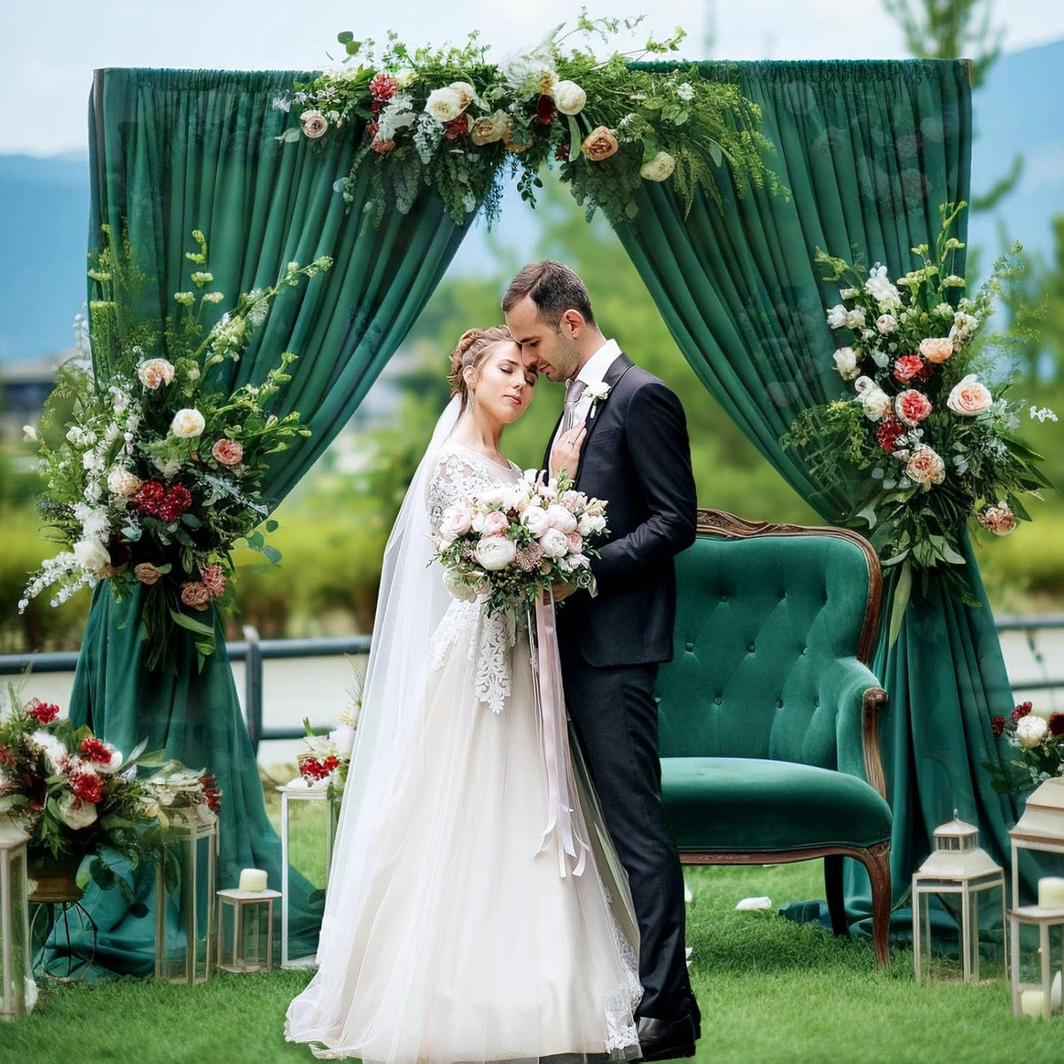 10 x 10 Feet Dark Green Backdrop Curtain for Partie, Background Curtains for Photoshoot, Birthday
