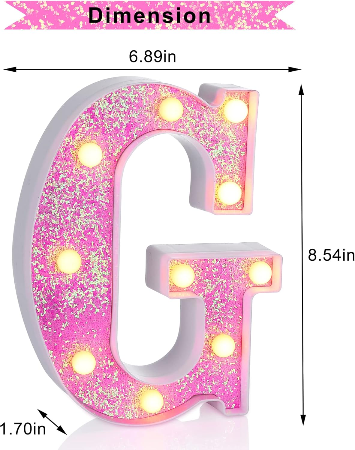 Foaky Pink Light up Letters，Pink Party Decorations,Girls Room Decor,Glitter Light Up