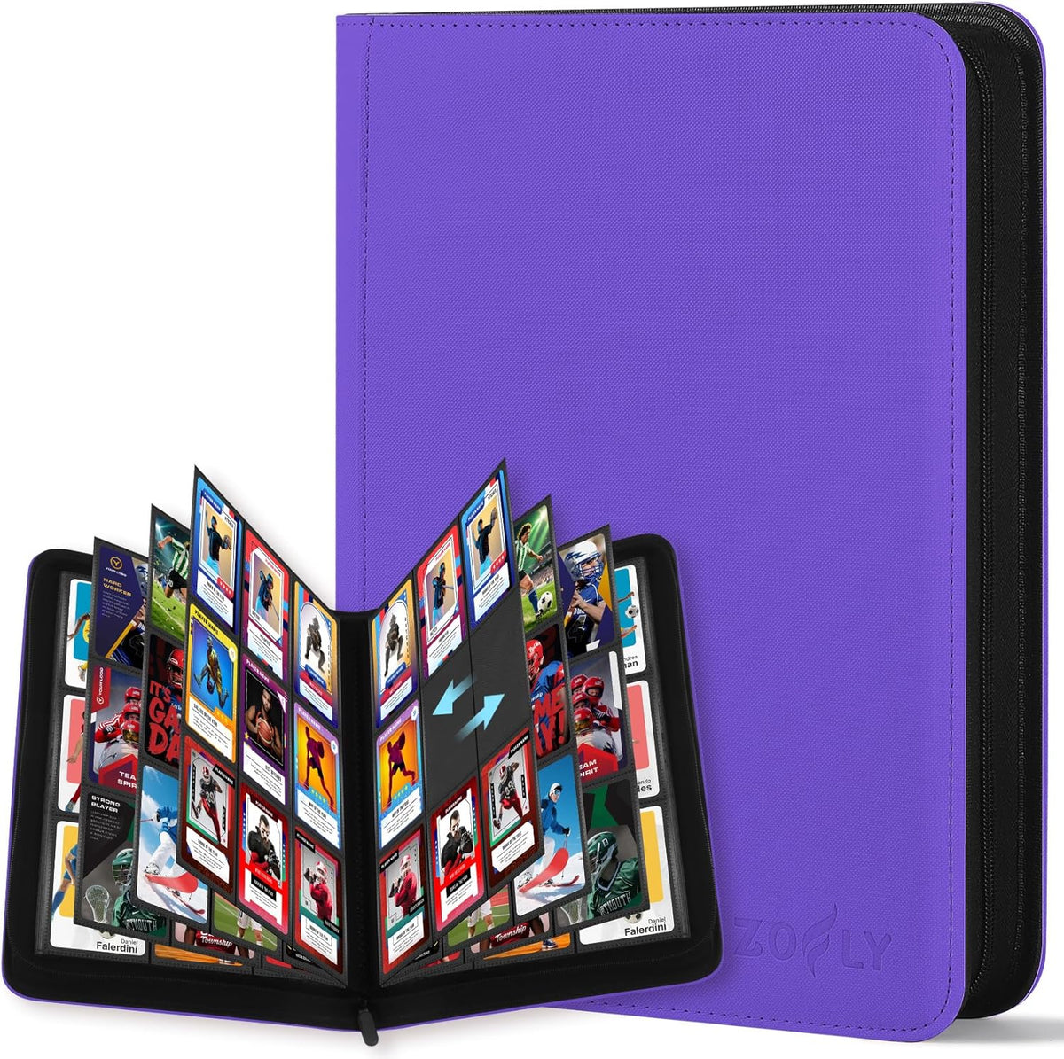 Trading Card Binder 9 Pocket, Zofly Zipper Card Collection Binder Album, Sturdy 540 Side-Loading