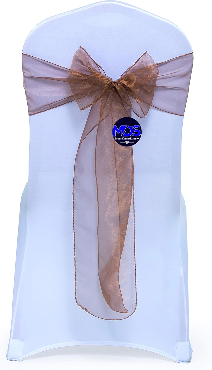 MDS Pack of 250 PCS Organza Chair Sashes Wider Dining Chair Bows Ribbon Tie Back for Wedding Party