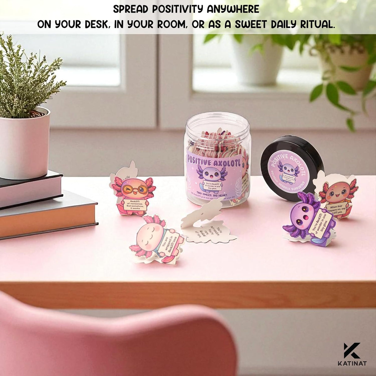 Positive Axolotl Jar – Cute Axolotl Gifts for Teens, Tweens, Daughter, Students – Back to School
