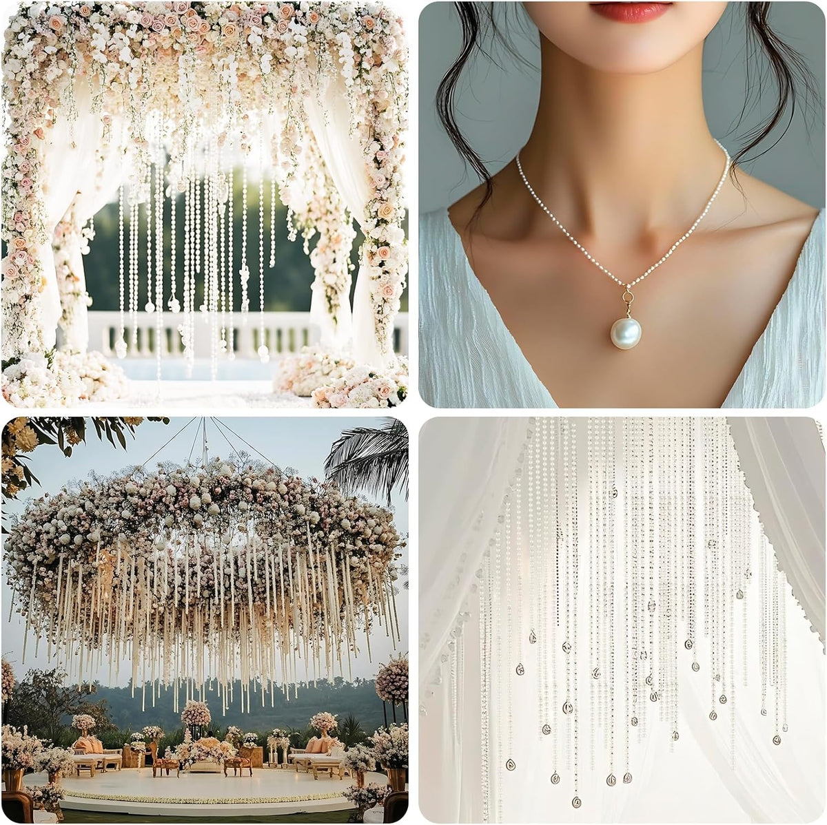 164 Feet Faux Pearl Beads Garland 3mm Craft String Pearls for Wedding Centerpiece Christmas Tree