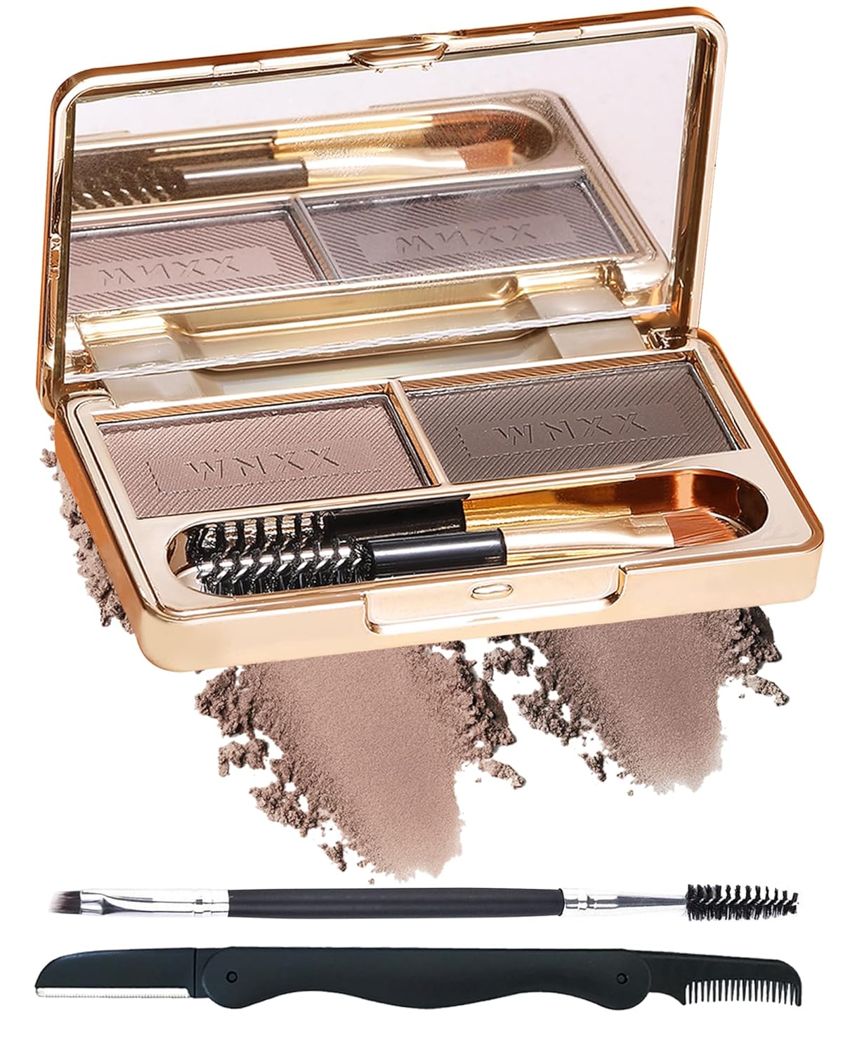Eyebrow Powder Kit-2 Colors Eye Brow Tinting Powder Palette Long-Lasting Waterproof, Light Dark
