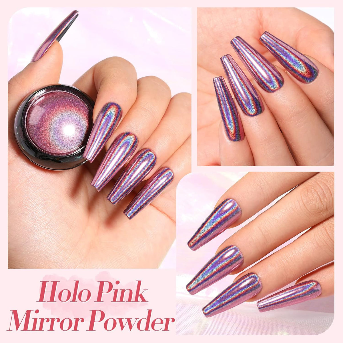 Born Pretty Chrome Nail Powder Metallic Mirror Powder Holographic Pigment Powder Manicure Nail Art