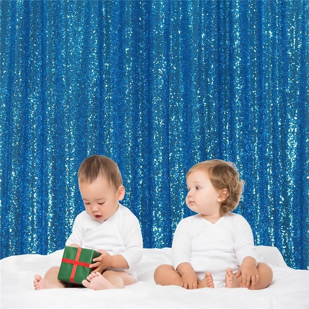 Eternal Beauty Turquoise Sequin Backdrop, 8x10 Ft Glitter Background Curtains for Shimmer