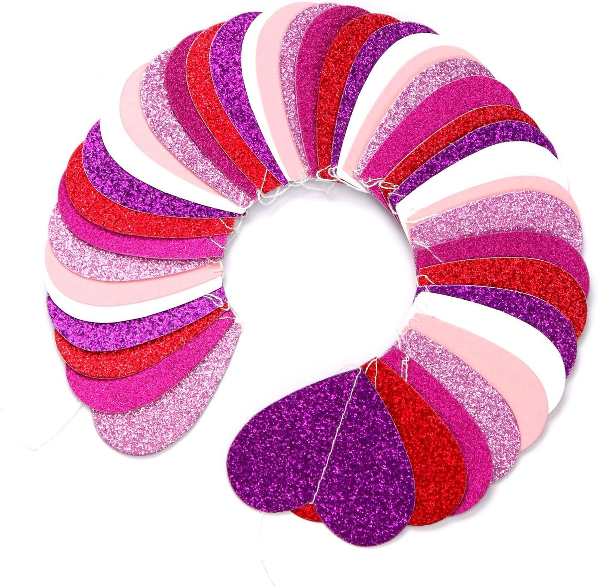 Purple Hot-Pink Red Party-Decoration Heart-Garland - 52ft Galentines Hanging Paper Streamers